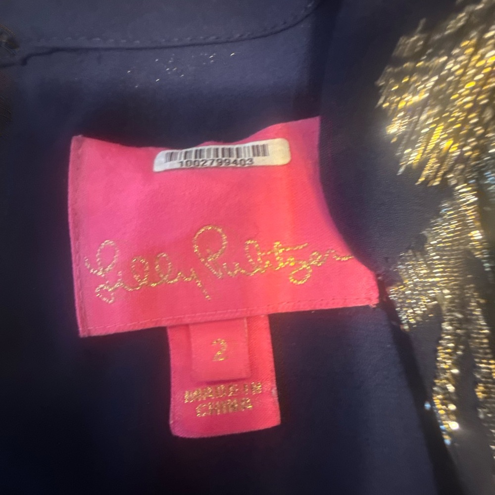Lilly Pulitzer Joella Silk Mini Dress Long Sleeves Fit and Flare Metallic Size 2 - Picture 6 of 11